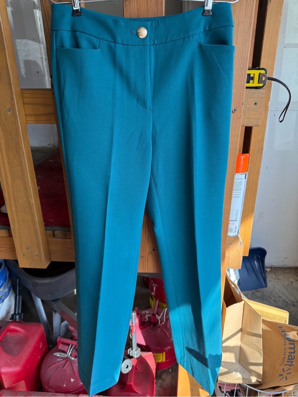 Talbots Teal Providence Pants with Gold Button